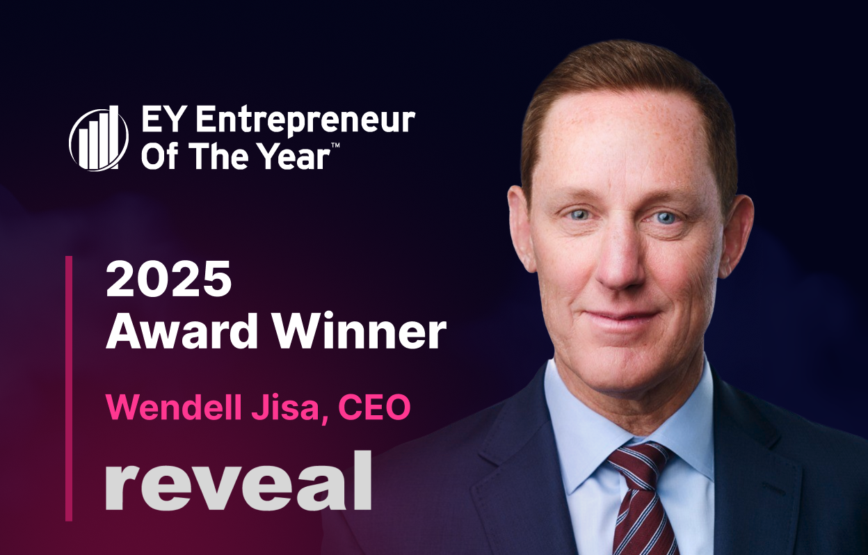 Businessman wins 2025 EY Entrepreneur Of The Year Award; text mentions Wendell Jisa, CEO, and the word "reveal" is highlighte