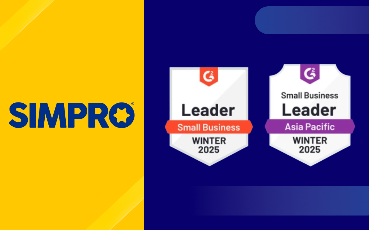 <a href="https://www.linkedin.com/posts/simpro-software_simprosoftware-g2leader-fieldservicemanagement-activity-7293587806629638144-VJJz/" target="_blank">Small Business Leader in Field Service Management and Small Business Leader Asia Pacific in Field Service Management in the G2 Winter 2025 Awards</a>