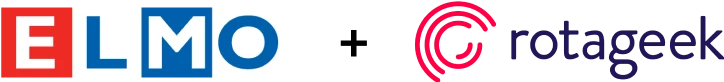 Logos of Elmo and GrotaGeek side by side on a transparent background.