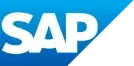 SAP logo featuring white text on a blue gradient background, representing the multinational software corporation.