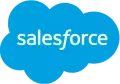 Salesforce logo in blue cloud shape, featuring the word "salesforce" in white.