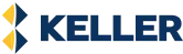 Keller logo with a stylized yellow triangular design beside the company name in bold blue letters.