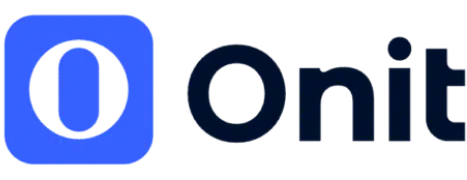 Blue and black Onit logo featuring a stylized letter "O" icon next to the brand name.
