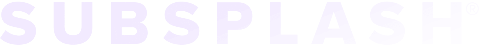 Bold purple text logo displaying "SUBSPLASH" with a registered trademark symbol on a transparent background.
