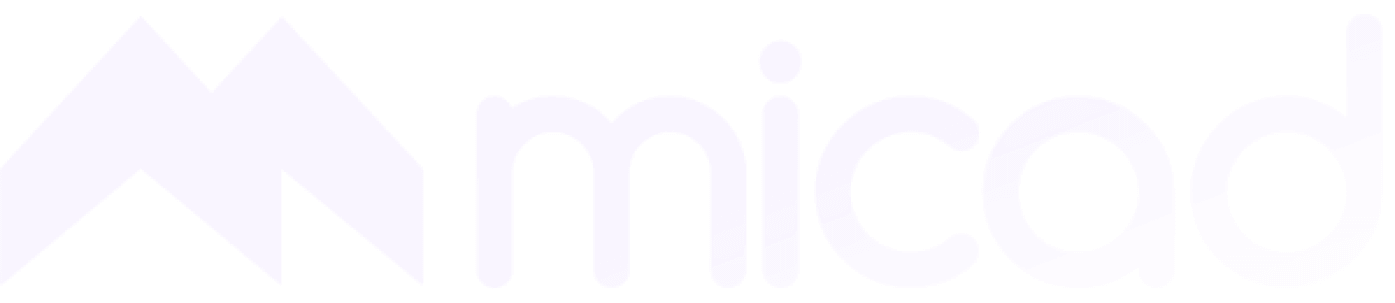Logo of Micad, featuring stylized purple mountains next to text, on a transparent background.