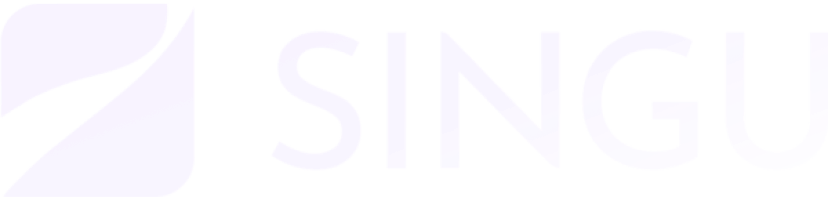 Purple Singu logo with stylized "S" icon on left, gradient color scheme for brand identity.